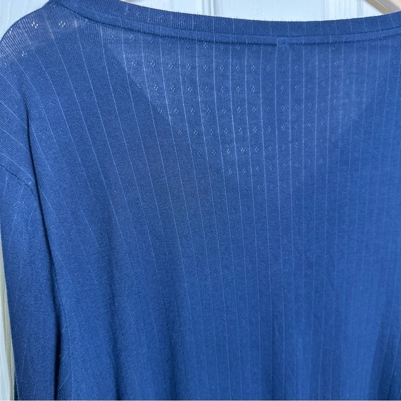 Soma Navy Blue Cool Nights Long Sleeve T-Shirt Women's Size Large Ribbed Lounge - Picture 6 of 10